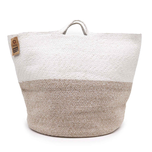 Beige cotton rope laundry basket, 45 × 40 cm