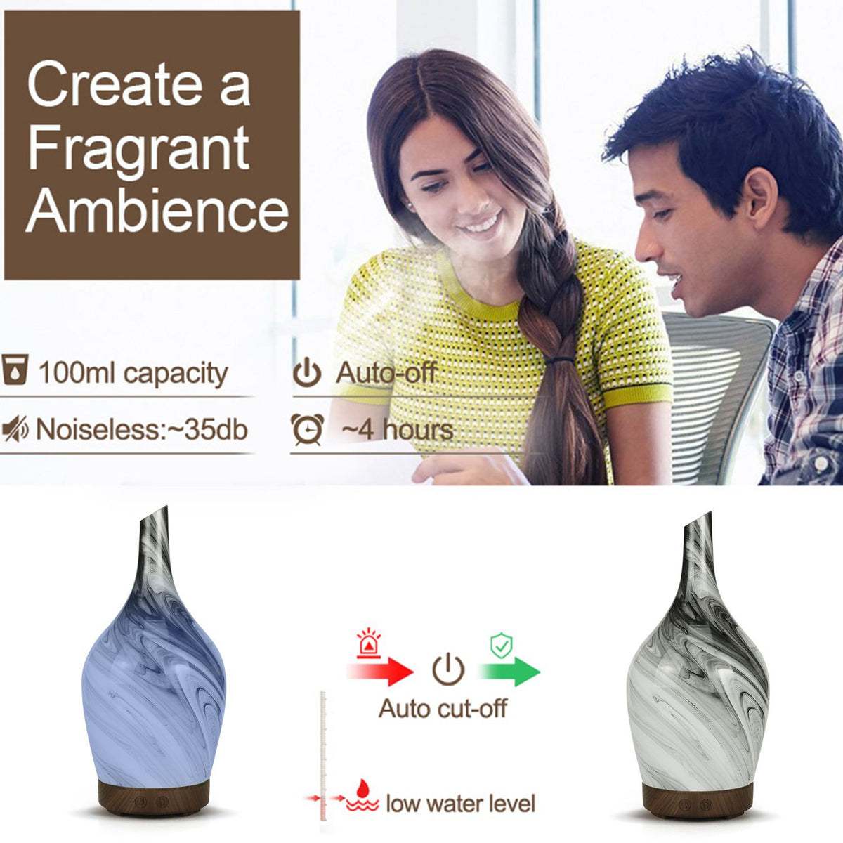 Grey abstract glass USB aroma diffuser