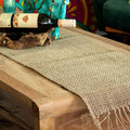 Natural seagrass table runner with fringed ends