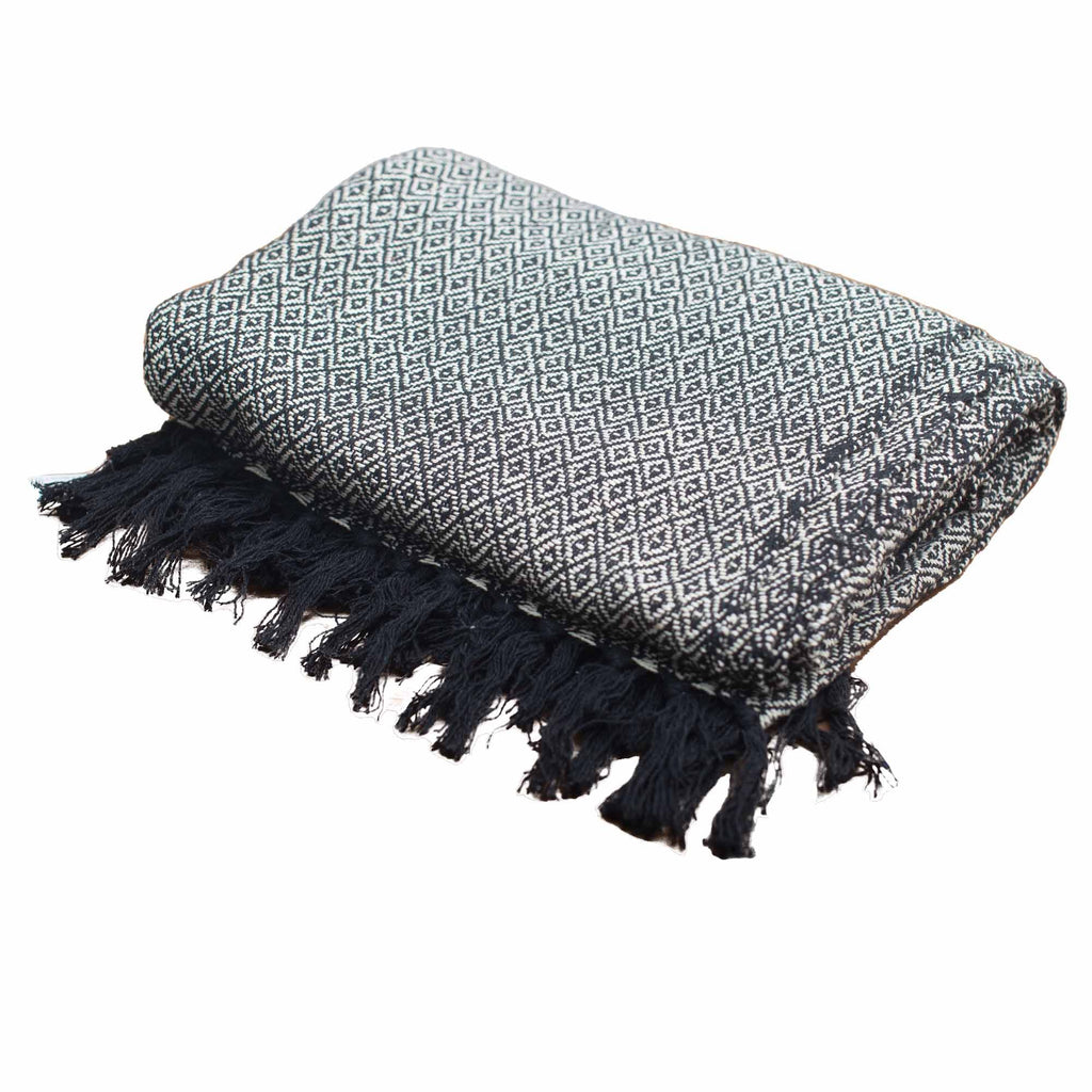 Charcoal 100% cotton throw detail