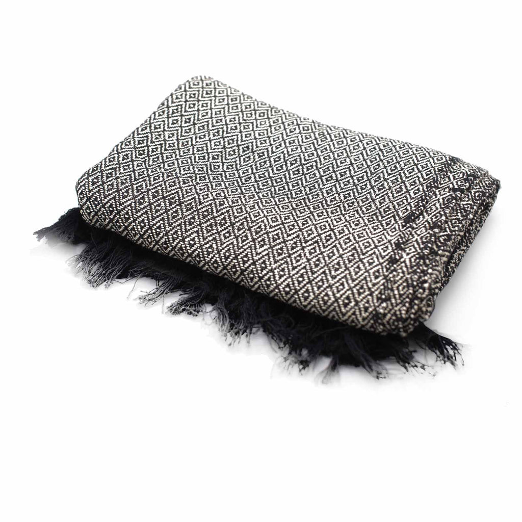 Textured charcoal cotton throw, 125 × 150 cm