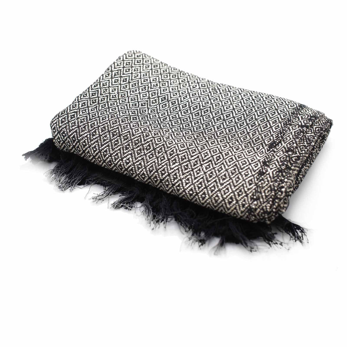 Textured charcoal cotton throw, 125 × 150 cm