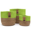 Pistachio cotton rope storage baskets, set of three