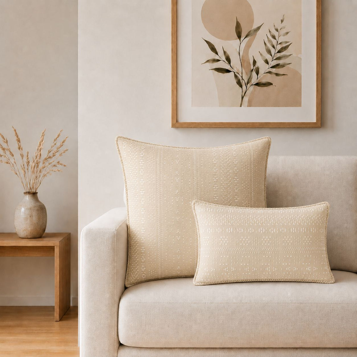 Soft Stone woven cotton cushion cover, 60 × 60 cm