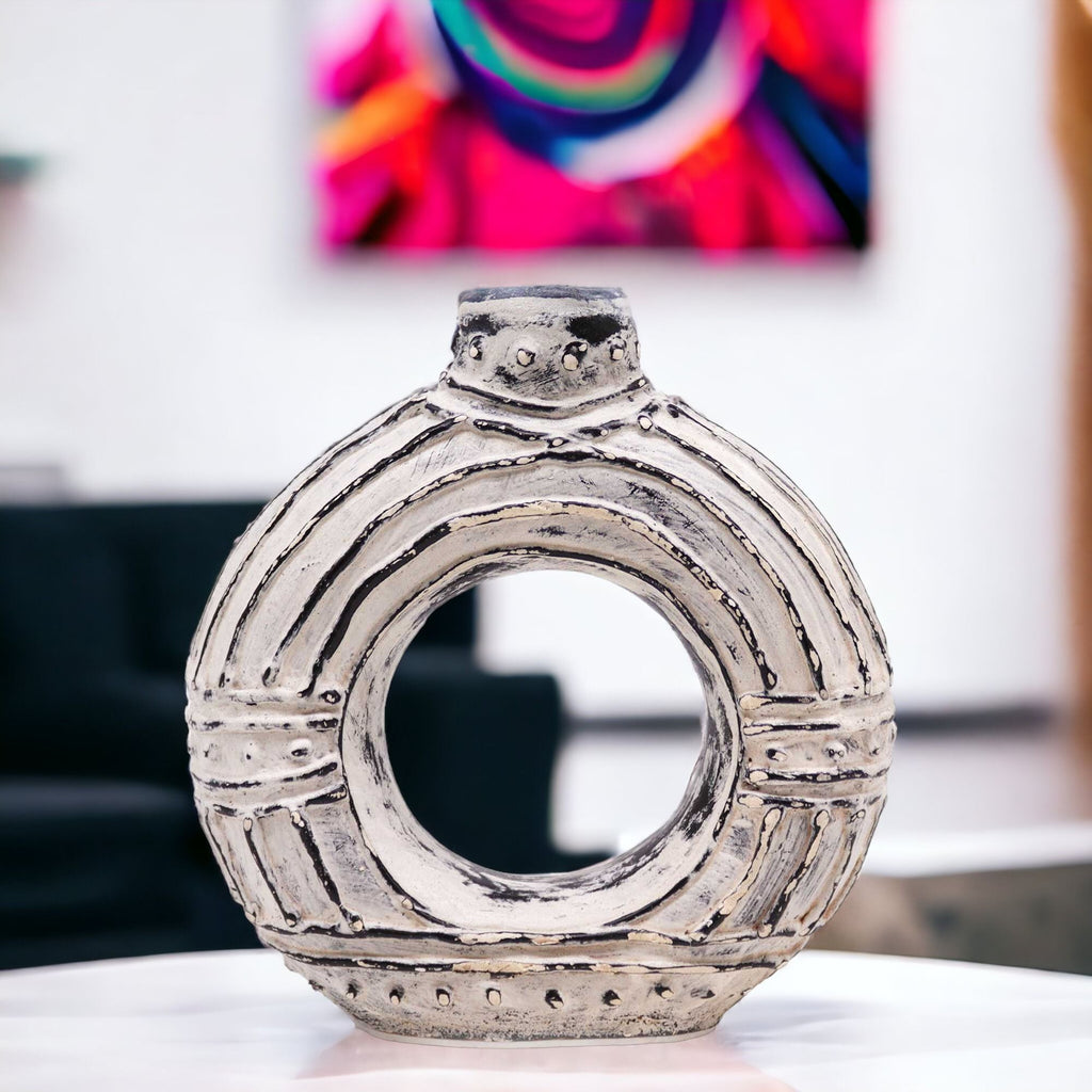 Cream Ring Vase — 18 cm